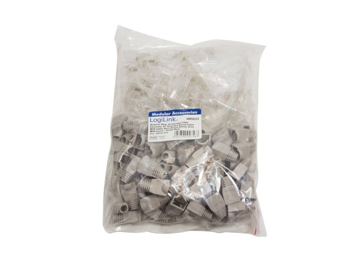 Wtyki RJ45 CAT.6 100szt. UTP z osłoną, szare