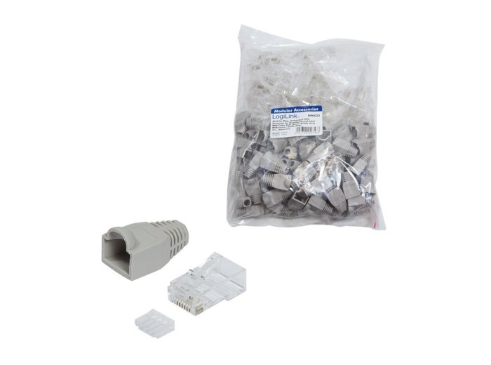 Wtyki RJ45 CAT.6 100szt. UTP z osłoną, szare