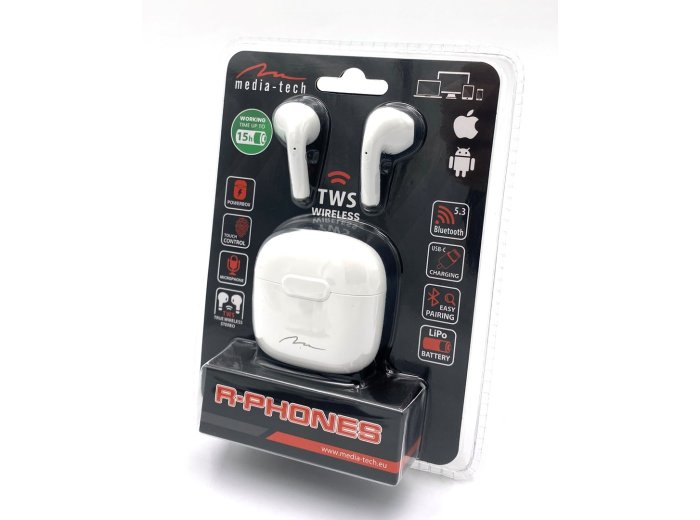 Słuchawki Media tech MT3589W (douszne; Bluetooth; z wbudowanym mikrofonem; kolor czarny