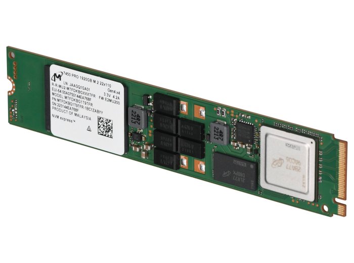 Dysk SSD Micron 7450 PRO 1.92TB M.2 (22x110) NVMe Gen4 MTFDKBG1T9TFR-1BC1ZABYYT (DWPD 1) Tray