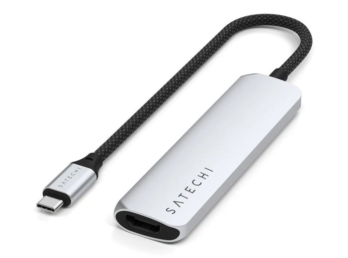 Satechi 4-w-1 USB-C Slim Multiport Adapter 4K - aluminiowy adapter do urządzeń mobilnych USB-C (USB-C, 4K HDMI, 2x USB-A) (silver)