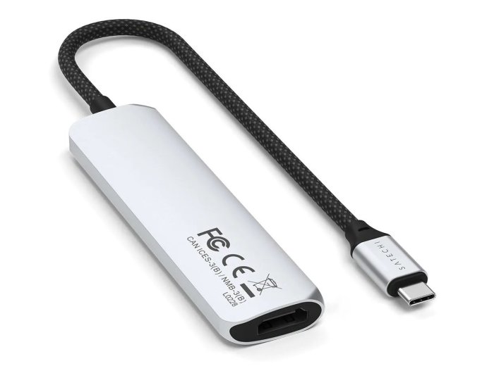 Satechi 4-w-1 USB-C Slim Multiport Adapter 4K - aluminiowy adapter do urządzeń mobilnych USB-C (USB-C, 4K HDMI, 2x USB-A) (silver)