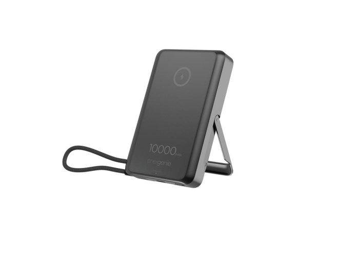 PowerBank 10000mAh bezprzewodowy 15W USB-C 20W z podstawką, czarny