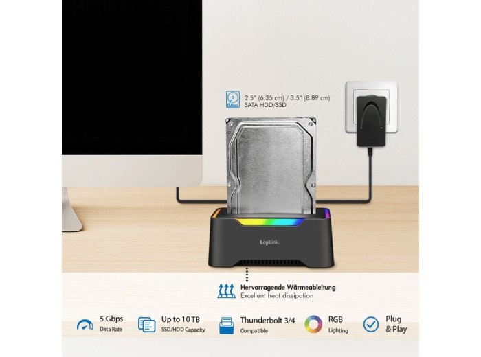 Stacja dokująca USB-C do HDD/SDD 2.5/3.5'