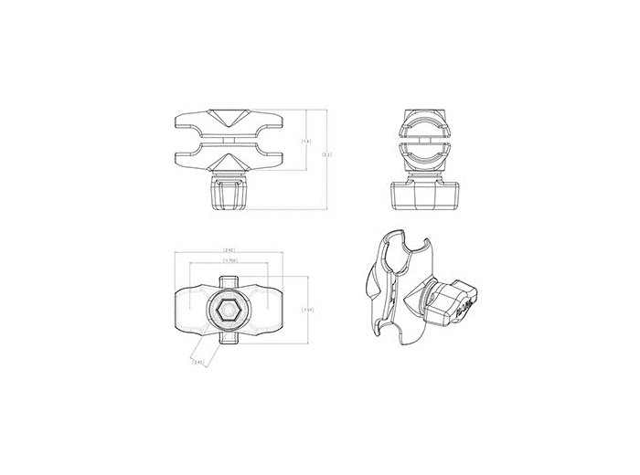 RAM MOUNT ramię montażowe o dł. 6 cm RAM-B-201U-A