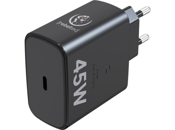 Zasilacz PD45W USB-C uniwersalny do notebooków, smartphonów, tabletów, power banków i innych urządzeń z gniazdem zasilającym USB-C.