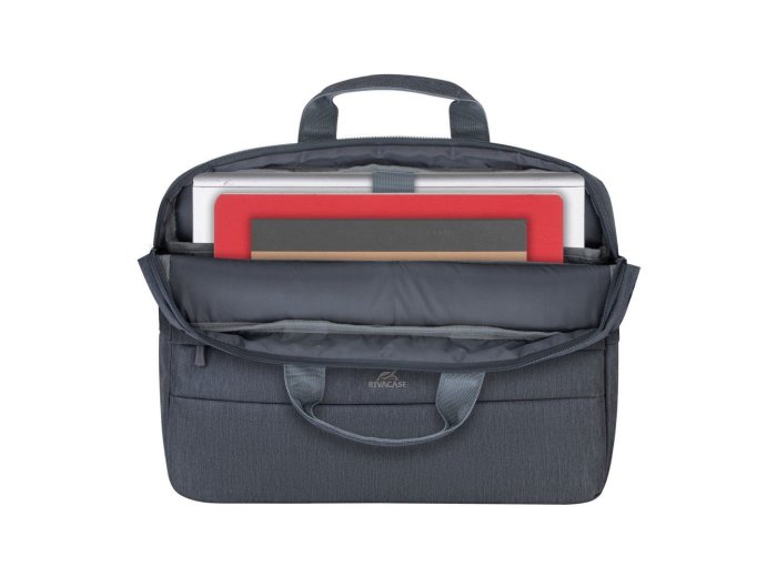 RIVACASE TORBA NA LAPTOP 15,6" PRATER, CIEMNOSZARA, ANTYKRADZIEŻOWA, MATERIAŁ WODOODPORNY, KIESZENIE NA TABLET, SMARTFON, AKC