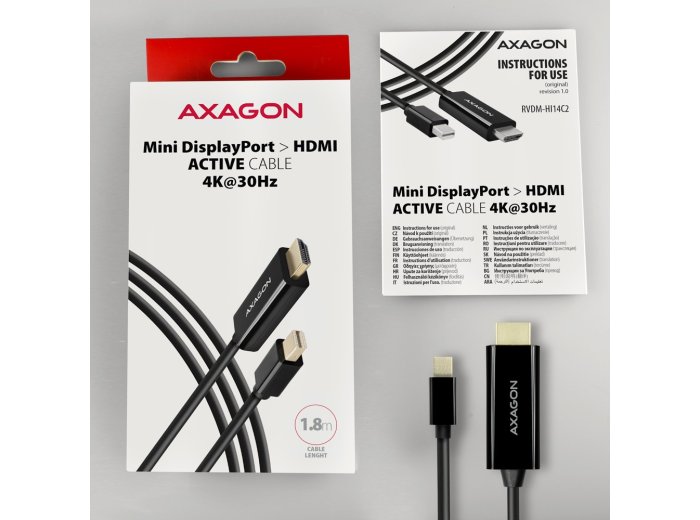 RVDM-HI14C2 Konwerter/kabel aktywny Mini DP > HDMI 1.4 kabel 1.8m 4K/30Hz