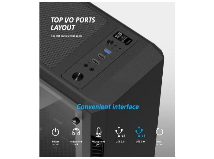 Obudowa S3 TG ATX Mid Tower PC Case TG fan x3