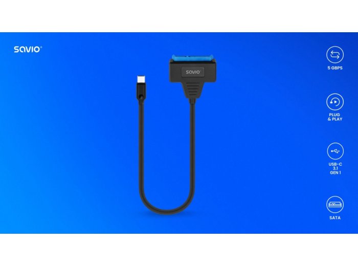 Adapter USB-C 3.1 Gen 1 (M) - SATA (F) do dysków 2.5 cala, AK-69