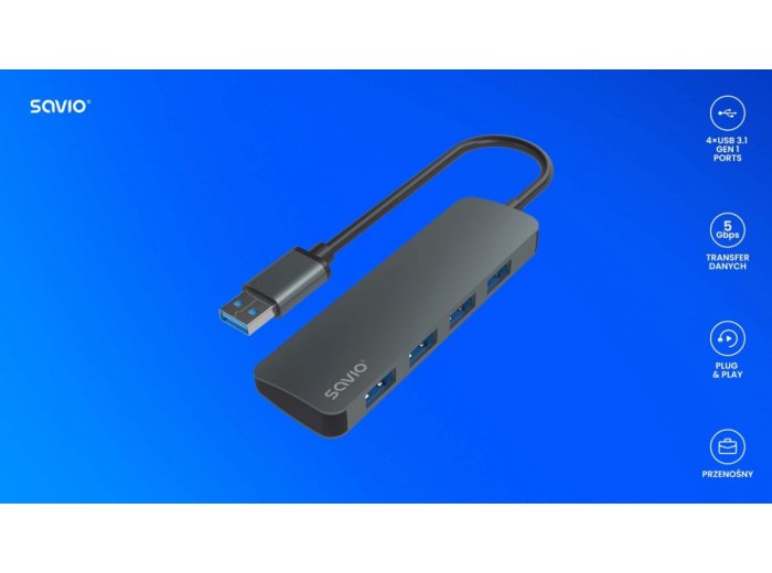 HUB 4-portowy USB 3.1 Gen 1, AK-53