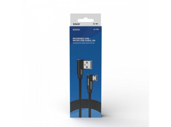 Kabel z dwustronnym złączem USB Micro USB - USB A 2m, CL-162