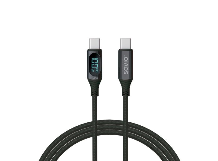Kabel USB - USB C z wyświetlaczem, 100W, CL-174