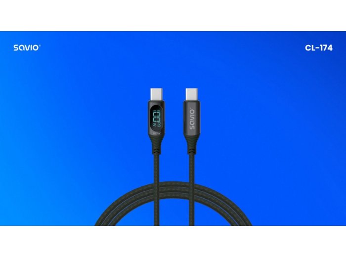 Kabel USB - USB C z wyświetlaczem, 100W, CL-174