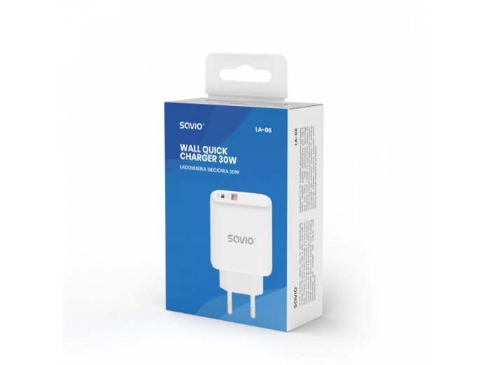 Ładowarka sieciowa USB Quick Charge, Power Delivery 3.0, 30W, LA-06