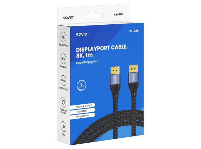 Kabel DisplayPort 2.1 1m CL-209