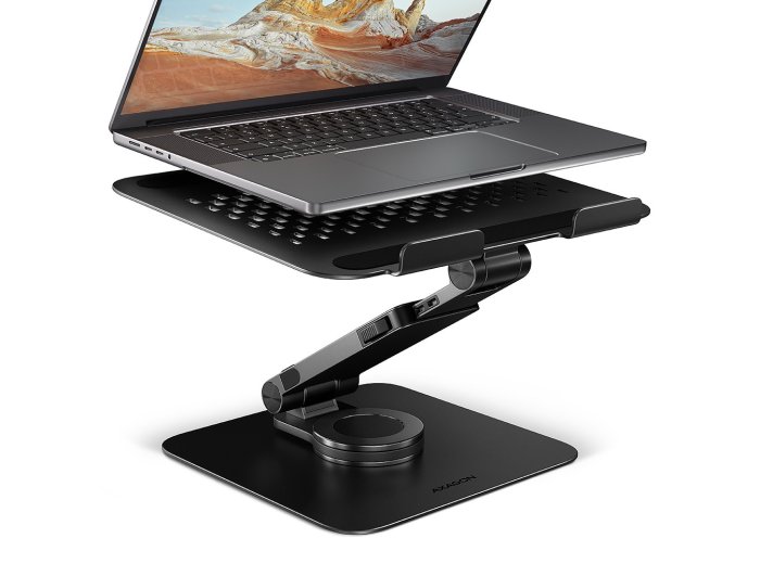 STND-LRB Podstawka pod laptopa 10"-17,3", aluminiowa, obrotowa 360°, regulowana wysokość do 260 mm, składana, obciążenie do 5 kg, czarna