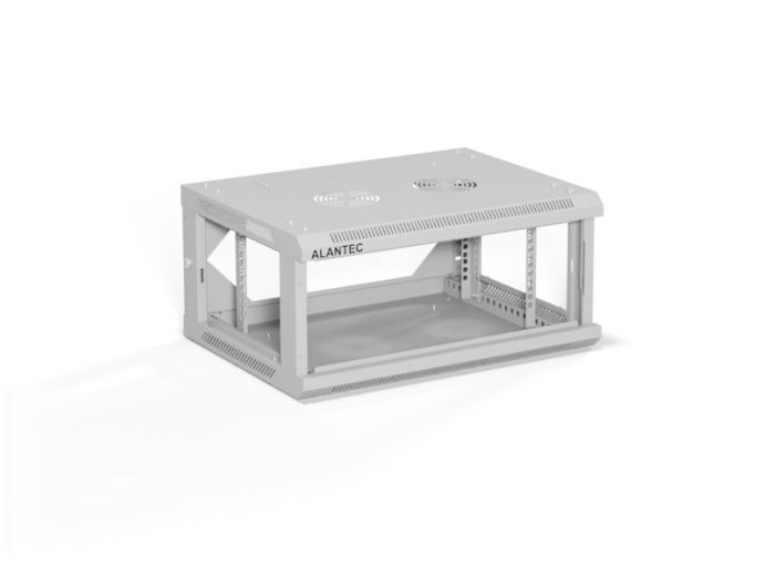 ALANTEC Szafa wisząca 19" 4U 600x450, drzwi szklane, kolor szary, zmontowana (SW-4U-600-450-01-SA)