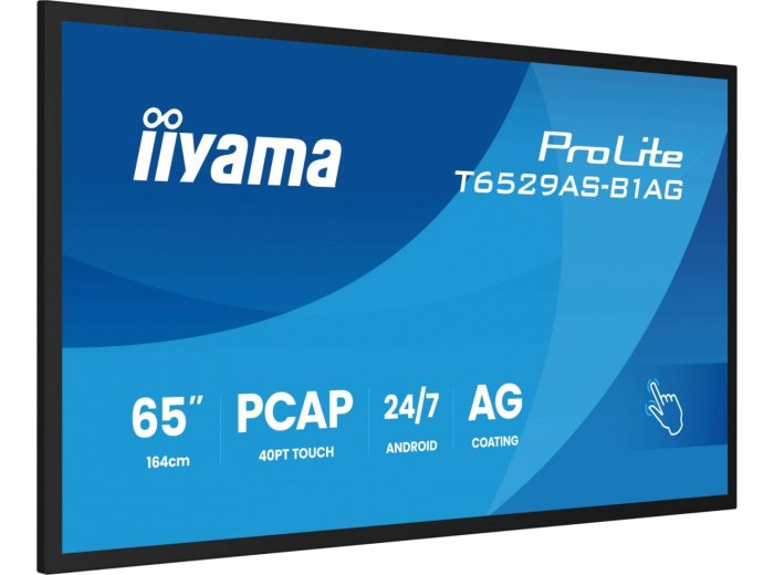 Monitor 65 cali T6529AS-B1AG VA,4K,HDMIx2,USB-C,RJ45,2x10W,WiFi, Android 14, Signal FailOver, Whiteboard, iiSignage2 (CMS), iiControl (DMS), iiS
