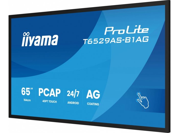 Monitor 65 cali T6529AS-B1AG VA,4K,HDMIx2,USB-C,RJ45,2x10W,WiFi, Android 14, Signal FailOver, Whiteboard, iiSignage2 (CMS), iiControl (DMS), iiS