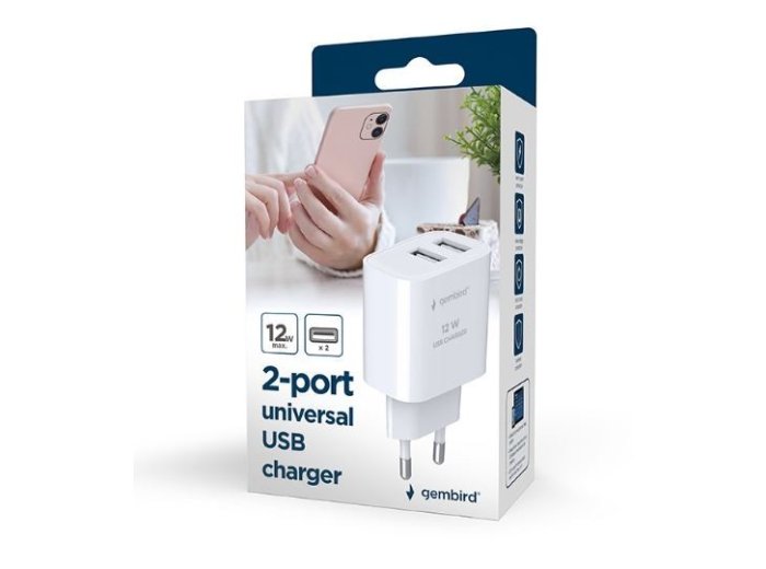 Ładowarka USB-Ax2 2.4A biała