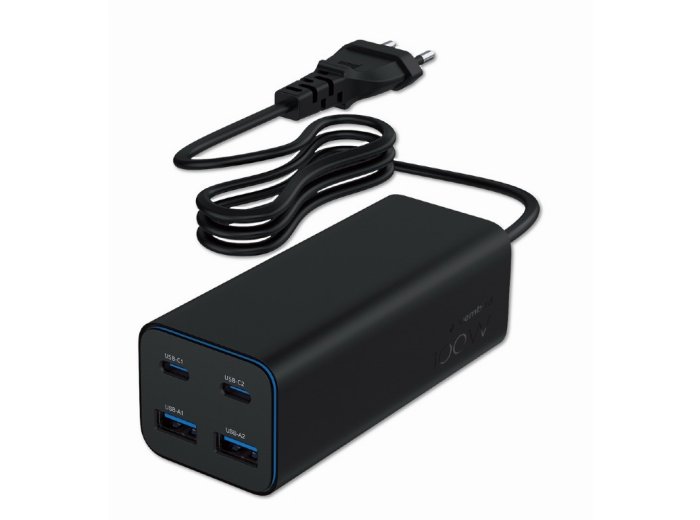 Ładowarka uniwersalna 100W GaN 2xUSB-A 2xUSB-C szybkie ładowanie czarna