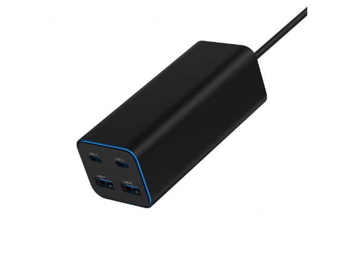 Ładowarka uniwersalna 100W GaN 2xUSB-A 2xUSB-C szybkie ładowanie czarna