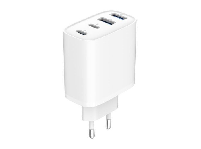 Ładowarka uniwersalna GaN 40W LCD 3xUSB-C 1xUSB-A biała