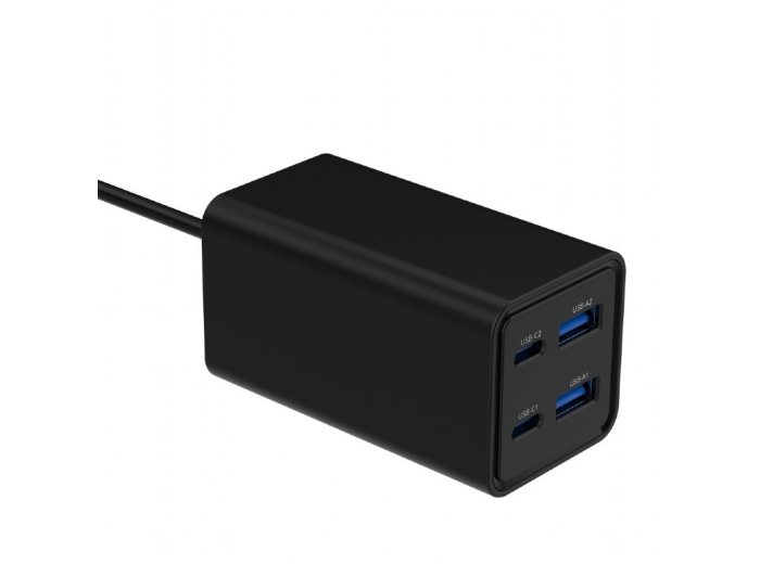 Ładowarka uniwersalna 65W GaN 2xUSB-A 2xUSB-C szybkie ładowanie czarna