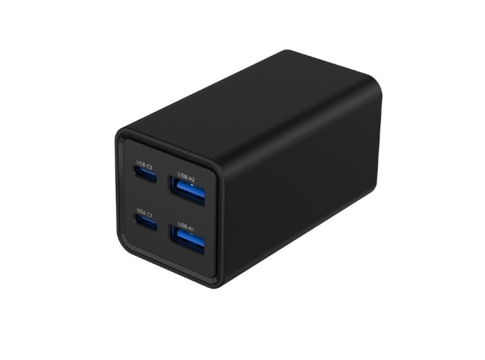 Ładowarka uniwersalna 65W GaN 2xUSB-A 2xUSB-C szybkie ładowanie czarna