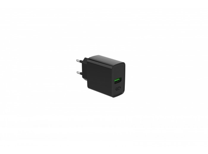 Ładowarka PowerDelivery USB-A USB-C 20W Czarna