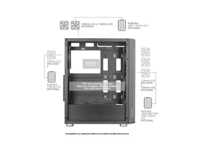 TACENS MARS MC-F 4x120mm ARGB ATX- obudowa