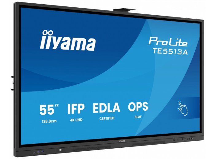 Monitor 55 cali ProLite TE5513A-B3AG INFRARED,40pkt,IPS,4K,500cd,1200:1,8ms WiFi,USB, ANDROID 14, Google EDLA,2x20W, uchwyt ścienny