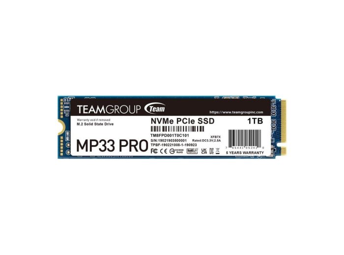 Team Group MP33 Pro NVMe SSD, PCIe 3.0 M.2 Type 2280 — 1 TB