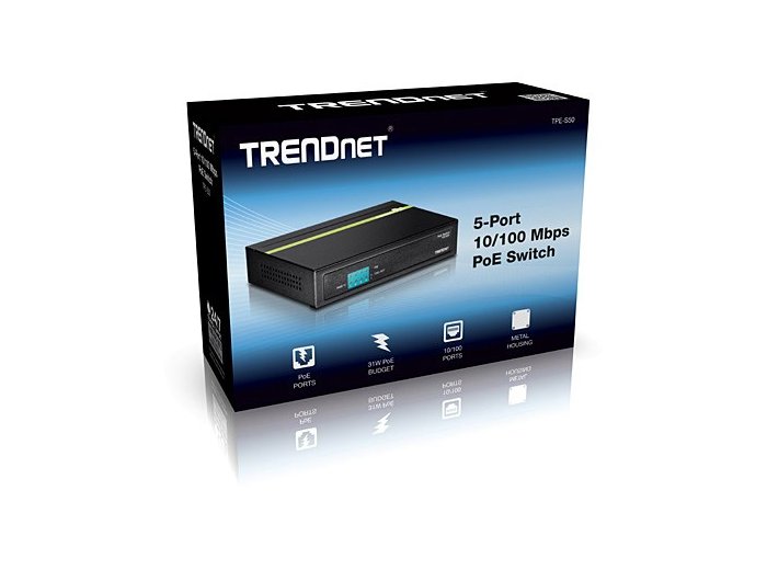 TRENDnet Switch 6-Port 10/100Mbps PoE+ 60W Metall