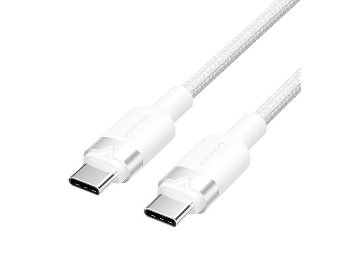 Kabel USB-C do USB-C Vention w oplocie 3A 480Mbps 60W PD 2m biały