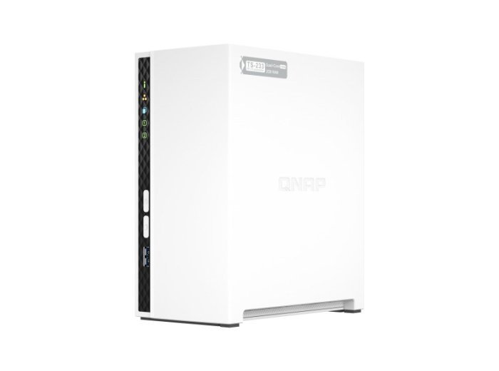 Qnap TS-233, Tower, 2 x 2.5"/3.5" SATA, ARM 2.0GHz Quad core, 2GB, 1 x 1GbE, External adapter (PSU)