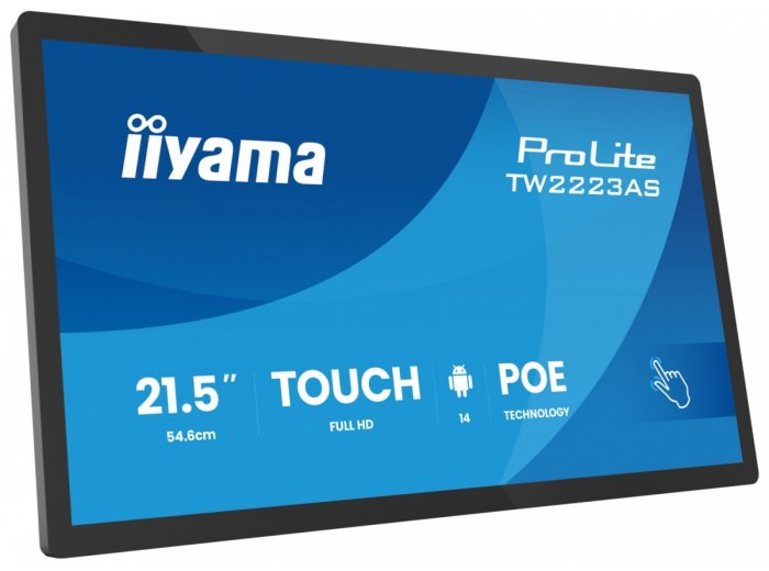 Monitor 21.5 cala ProLite TW2223AS-B3P POJ.10PKT.24/7,ANDROID14, 450 cd/m2, USB-C, 2x2W, RJ45, 3xUSB, iiSignage