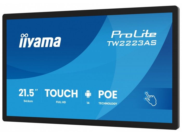 Monitor 21.5 cala ProLite TW2223AS-B3P POJ.10PKT.24/7,ANDROID14, 450 cd/m2, USB-C, 2x2W, RJ45, 3xUSB, iiSignage