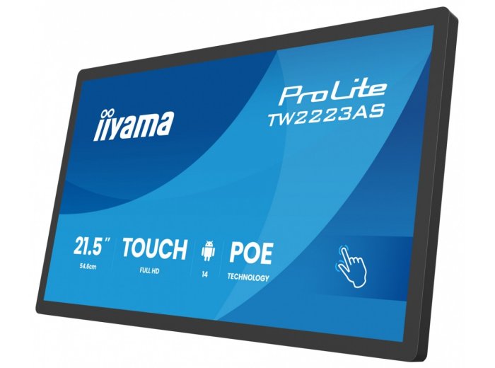 Monitor 21.5 cala ProLite TW2223AS-B3P POJ.10PKT.24/7,ANDROID14, 450 cd/m2, USB-C, 2x2W, RJ45, 3xUSB, iiSignage