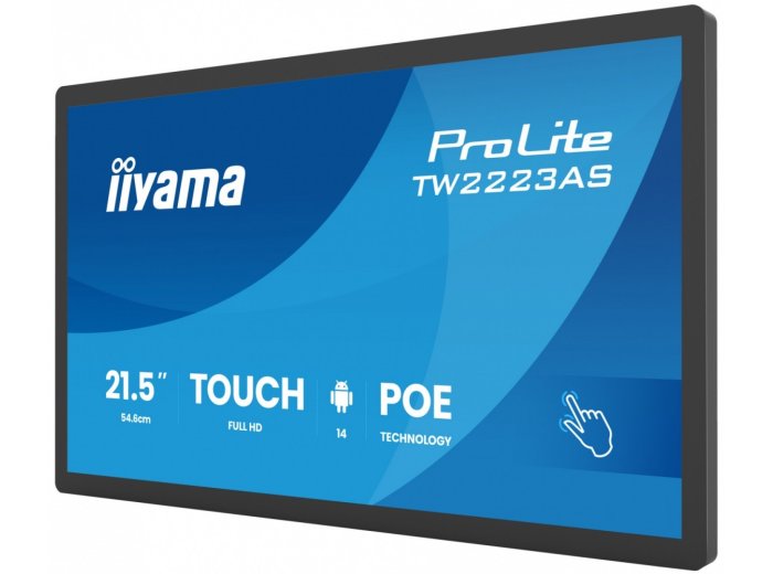 Monitor 21.5 cala ProLite TW2223AS-B3P POJ.10PKT.24/7,ANDROID14, 450 cd/m2, USB-C, 2x2W, RJ45, 3xUSB, iiSignage