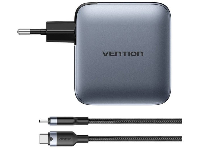 Ładowarka Vention 100W GaN 1x USB-A 3x USB-C + kabel USB-C do USB-C 1m