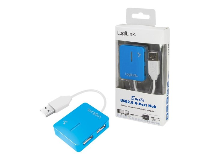 HUB USB 2.0 4-portowy Smile - niebieski