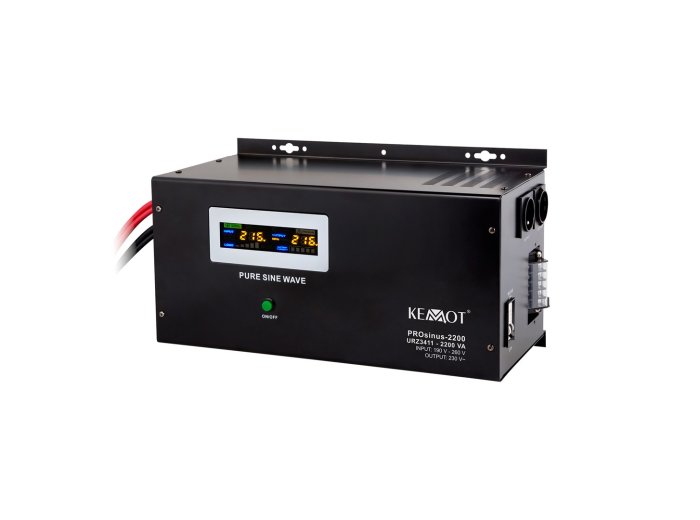 Zasilacz awaryjny naścienny KEMOT PROsinus-2200 przetwornica z czystym przebiegiem sinusoidalnym i funkcją ładowania 12V 230V 2200VA/1600W