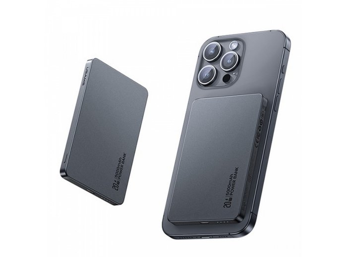Powerbank 5000mAh 20W indukcyjny Magsafe PD Fast Charge szary