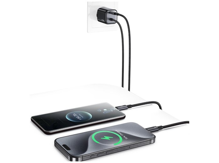 Ładowarka sieciowa JC Series CC264 30W GaN Fast Charger wbudowanykabel USB-C czarna