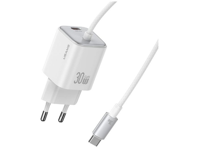 Ładowarka sieciowa JC Series CC264 30W GaN Fast Charge wbudowany kabel USB-C biała