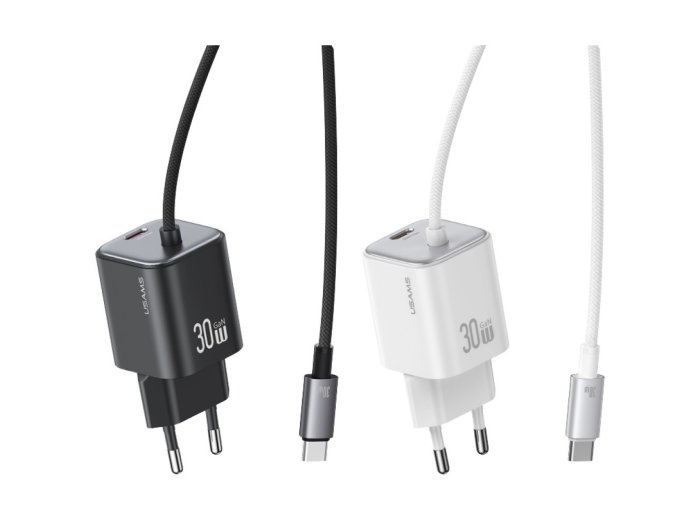 Ładowarka sieciowa JC Series CC264 30W GaN Fast Charge wbudowany kabel USB-C biała