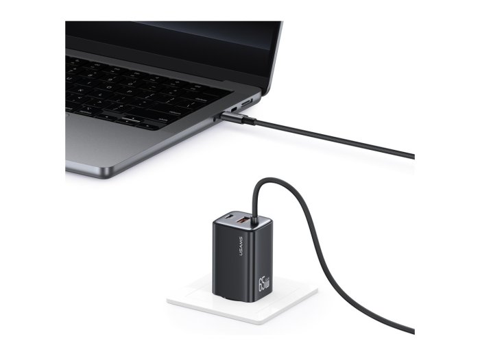 Ładowarka sieciowa JC Series CC266 65W GaN Fast Charger wbudowanykabel USB-C czarny