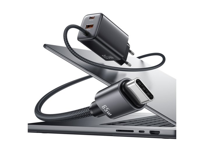 Ładowarka sieciowa JC Series CC266 65W GaN Fast Charger wbudowanykabel USB-C biała